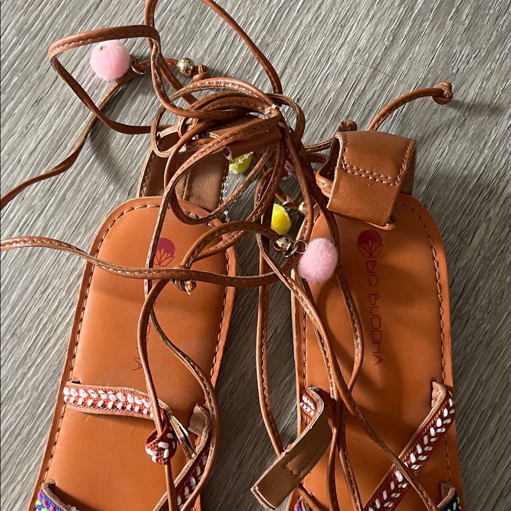 Big Buddha Multicolor Pom Pom Wrap Sandals - Picture 4 of 4